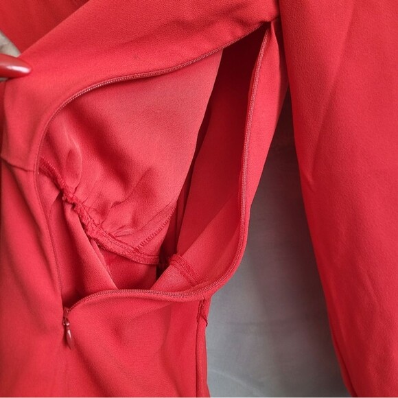 J.Crew Drapey Faux Wrap Top Red NWT Sz 10 Tall Tie Waist - Picture 10 of 14